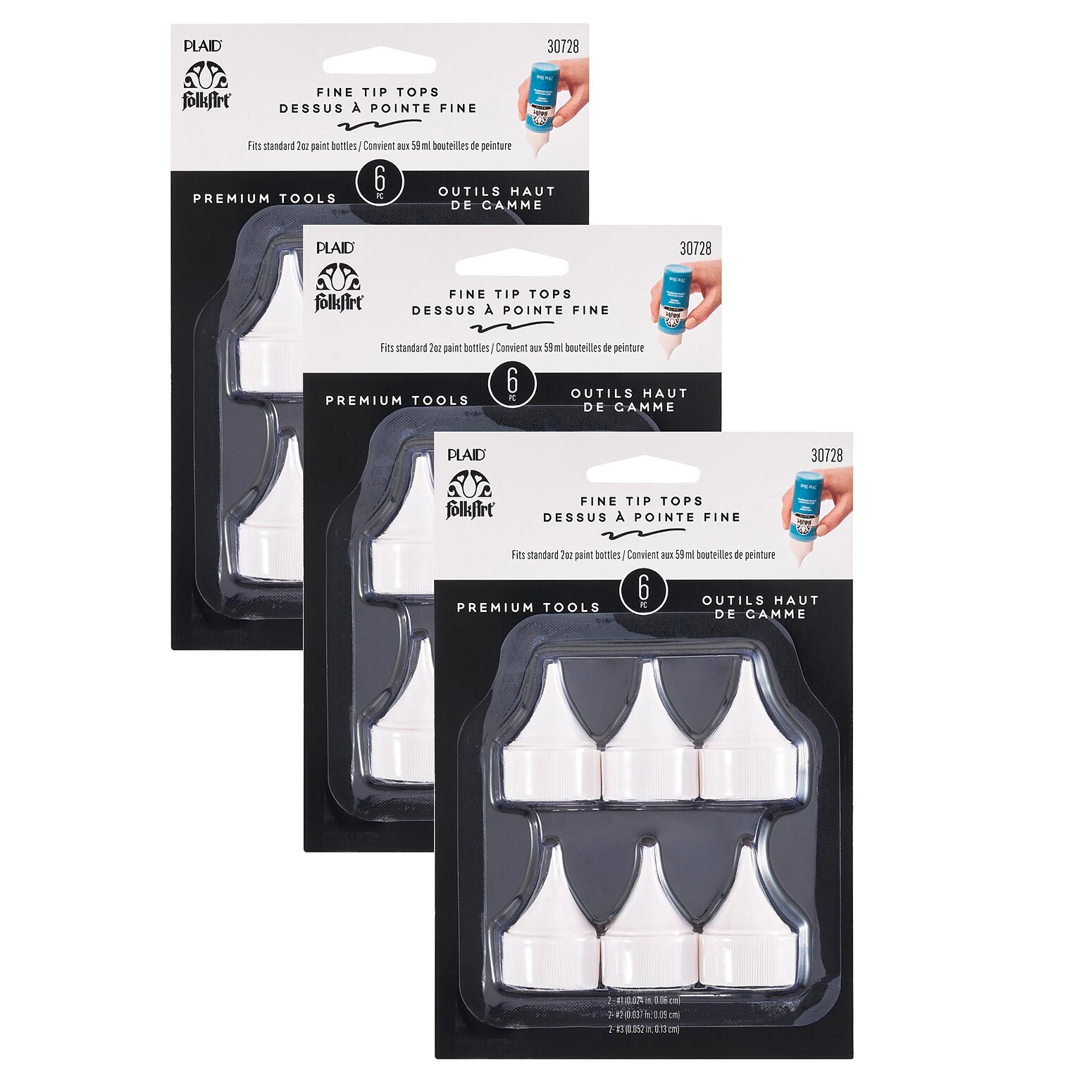 FolkArt Bottle Top Writer Tips Paint Tools, 6/Pack, 3 Packs/Bundle (FLK30728-3)