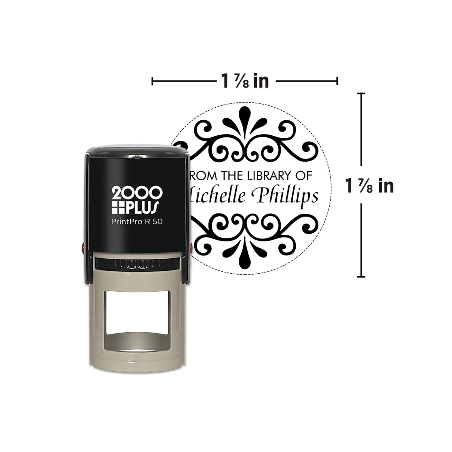 Custom 2000 Plus® PrintPro™ R50 Self-Inking Round Stamp, 1-7/8 diameter