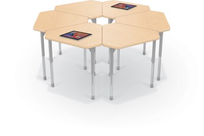 MooreCo Hierarchy Monroe Desk, 30"W x 27"D, Fusion Maple/Platinum Base (703673562959)