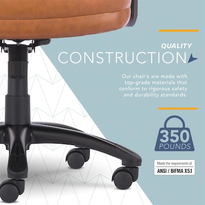 Click365 Classic Ergonomic Bonded Leather Executive Big & Tall Chair, 350 lb. Capacity, Cognac (CCHR10023A)