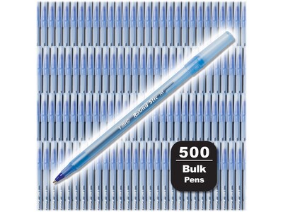 BIC Round Stic Xtra Life Ballpoint Pen, Medium Point, 1.0mm, Blue Ink, 500/Pack (GSM500E-BLU)