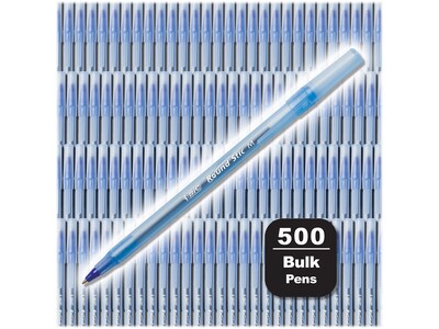 BIC Round Stic Xtra Life Ballpoint Pen, Medium Point, Blue Ink, 500/Pack (GSM500E-BLU)