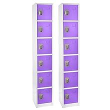 AdirOffice 72 6-Tier Key Lock Purple Steel Storage Locker, 2/Pack (629-206-PUR-2PK)