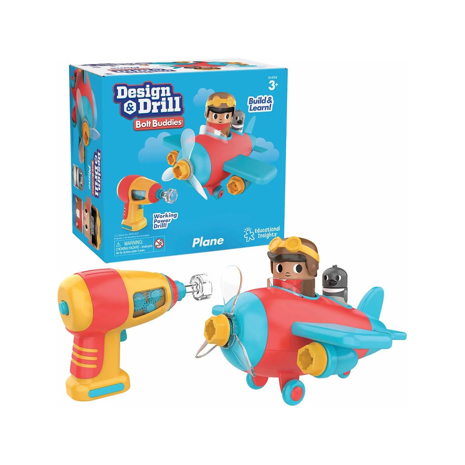 Educational Insights Design & Drill Bolt Buddies Plane (4136)