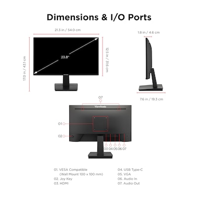ViewSonic 24" FHD 120Hz LED Monitor, Black (VA2448-MHU)