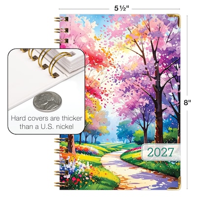 2027 Excello Brands 6" x 8" Weekly & Monthly Standard Planner, Paperboard Cover, Watercolor Tree (FSHN-CY27-58-43)
