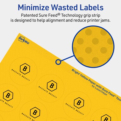 Avery Round Laser/Inkjet Multipurpose Labels, 1-2/3" Dia, Bright Yellow (200/Pack)
