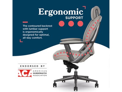 La-Z-Boy Vannes Ergonomic Polyurethane Swivel Executive Chair, Gray (60101-GRY)