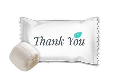 Stewart Candy Company Thank You White Buttermint Mints, 7.9 lbs., 1000 Pieces/Carton (CJ-3007 B)