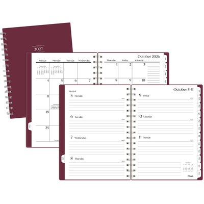 2027 Mead Essentials 6 x 8.5 Calendar Year Weekly & Monthly Planner, Plastic Cover, Burgundy (CRW430L5027)