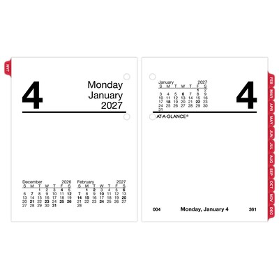 2027 AT-A-GLANCE 3.75 x 3 Daily Calendar Refill Pages, White/Black (E919-50-27)