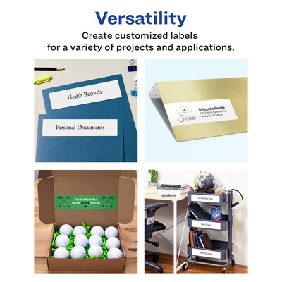 Avery Laser/Inkjet Multipurpose Rectangle Labels, 11" x 4.25", White, 500 Labels/Box (94266)