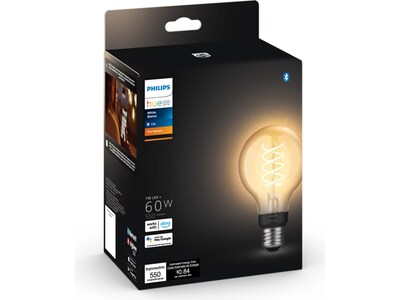 Philips Hue 60W Equivalent G25 LED Smart Filament Bulb, Soft Warm White (571141)