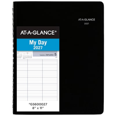 2027 AT-A-GLANCE DayMinder 8 x 11 4-Person Daily Appointment Book, Faux Leather Cover, Black (G560-00-27)