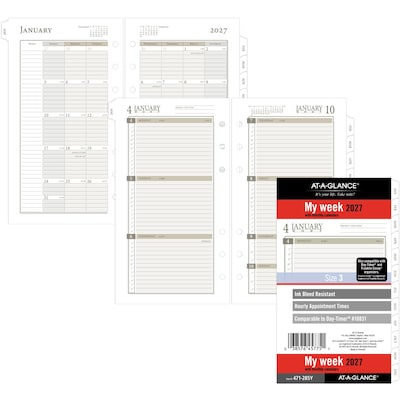 2027 AT-A-GLANCE 3.75 x 6.75 Weekly & Monthly Planner Refill, White/Brown (471-285Y-27)