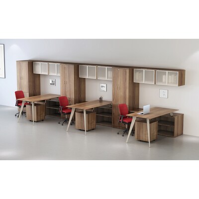 Lorell Relevance 2-Drawer Mobile Pedestal Cabinet, Letter Size, Lockable, 22.9"H x 15.8"W x 19.9"D, Walnut (LLR16230)