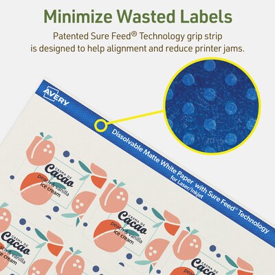 Avery Dissolvable Rectangle Multipurpose Labels, 1-13/16" x 2-3/16", Off-white, 120/Pack (94233)