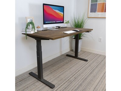 Mount-It! Ultimate 55"W Electric Rectangular Adjustable Standing Desk, Oak/Black (MI-18082)
