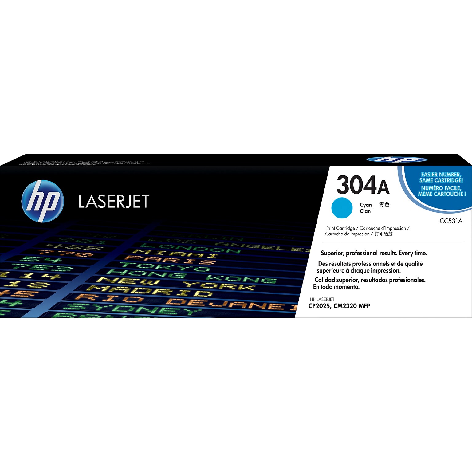 HP 304A Cyan Standard Yield Toner Cartridge, Prints Up to 2,800 Pages (CC531A)
