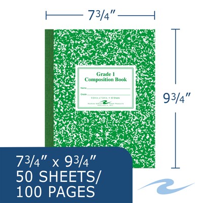 Roaring Spring Paper Products Composition Notebooks, 7.75" x 9.75", Wide Ruled, 50 Sheets, Green (ROA77920)