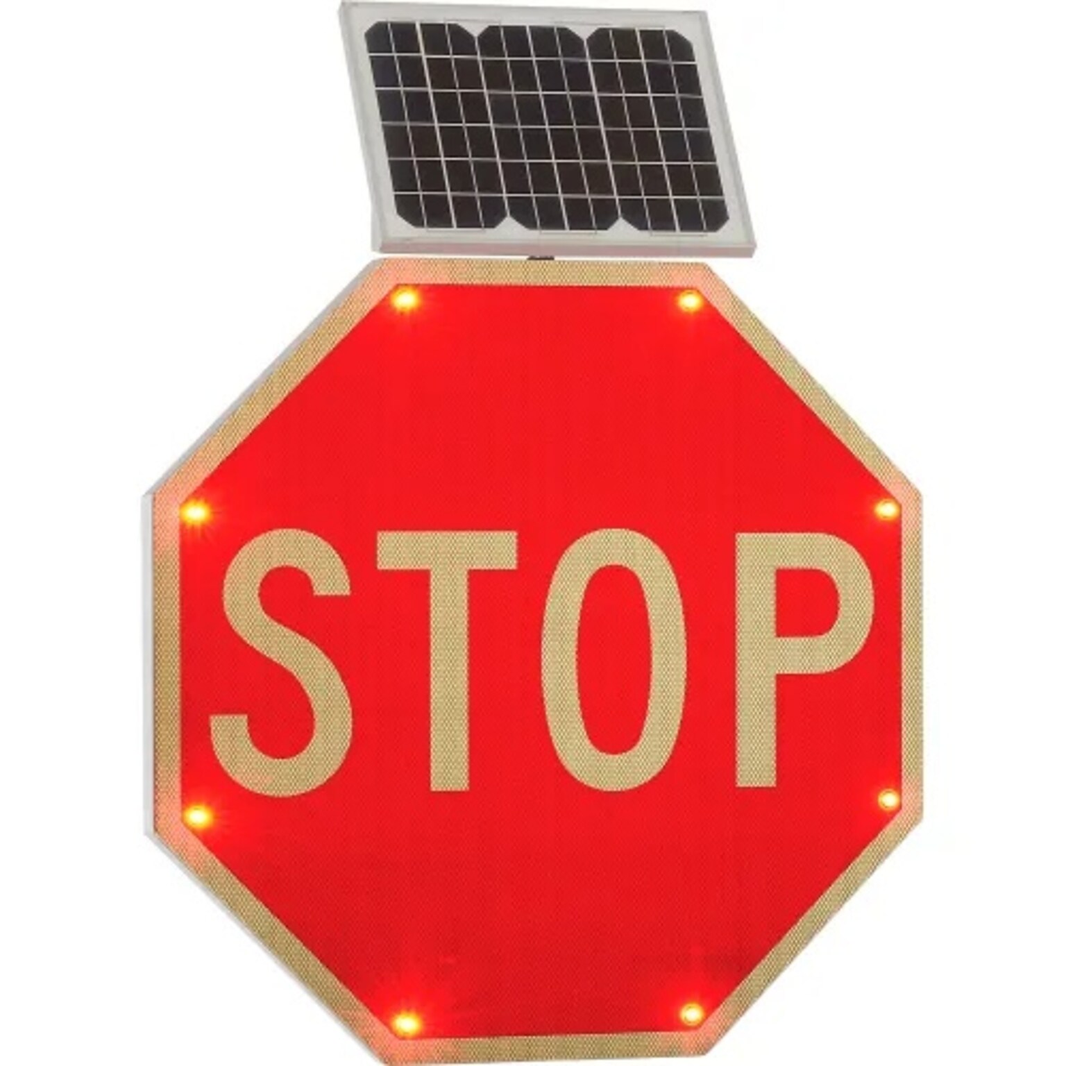 Global Industrial 30 Solar Flashing LED Stop Sign, Octagon (708312)