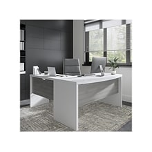 Bush Business Furniture Echo 60W L Shaped Bow Front Desk, Pure White/Modern Gray (ECH025WHMG)