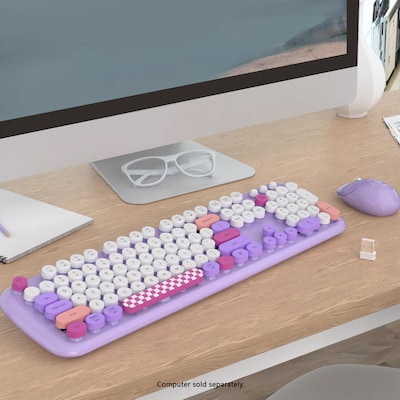 SaharaCase Wireless Ergonomic Keyboard and Laser Mouse Combo, Purple (KB12)