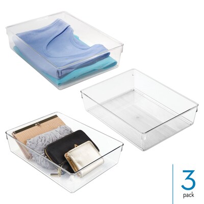 iDESIGN 3-Piece Plastic Drawer Organizer, Clear (28002M3)
