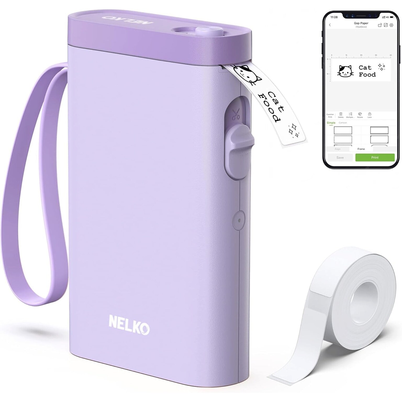 Nelko P21 Portable Bluetooth Thermal Label Printer, Purple (P21PL-1440WH-1R)
