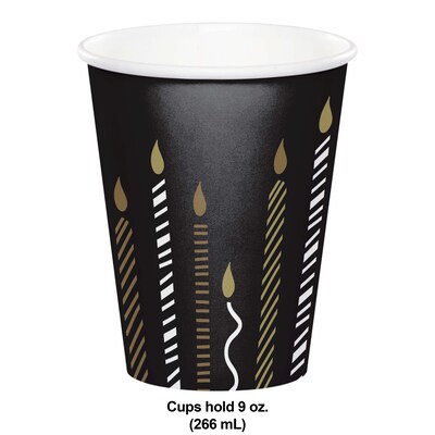 Creative Converting Golden Wishes Party Paper Cups, Black/Gold, 32/Pack (DTC365085CUP)