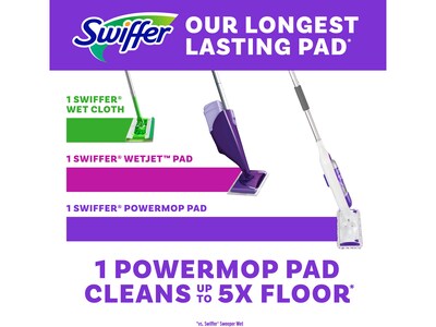 Swiffer PowerMop Multi-Surface Mopping Pad, White/Purple, 11/Pack (12868)