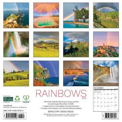 2026 Willow Creek Rainbows 12 x 12 Monthly Wall Calendar (55526)