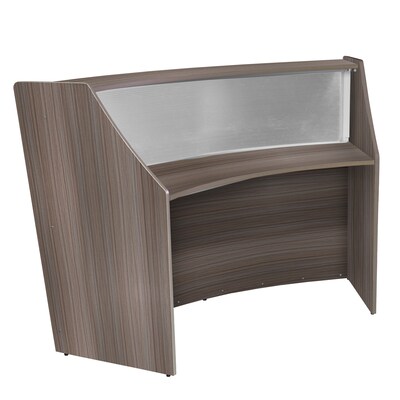 Regency Marque 72"W Curved Reception Desk Workstation, Driftwood Gray (77310GY)