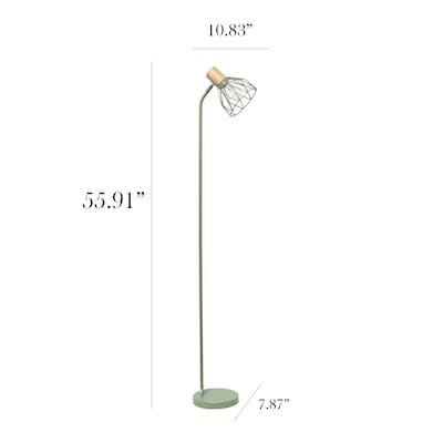 Simple Designs Farmhouse Fusion 55.91" Floor Lamp with Round Shade, Green (LF2019-GRN)