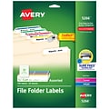 Avery TrueBlock Laser/Inkjet File Folder Labels, 2/3 x 3 7/16, Assorted Colors, 750 Labels/Pack (5