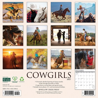 2027 Willow Creek Cowgirls 12 x 12 Monthly Wall Calendar, Assorted Colors (59906)
