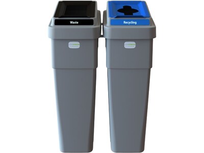 CleanRiver LeanStream Plastic Dual-Stream Recycling Station, 46 Gallon, Gray (LS2-001)