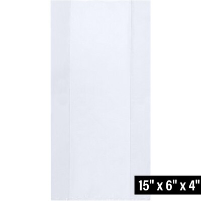 15 x 6 Gusseted Poly Bags, 1 Mil, Clear, 1000/Carton (PB1374)