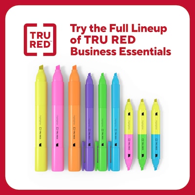 TRU RED™ Pocket Stick Highlighter with Grip, Chisel Tip, Assorted, 5/Pack (TR54584)