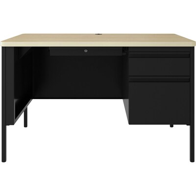 Lorell Fortress Series 48 W Right-Pedestal Teachers Desk, Black (LLR03156)