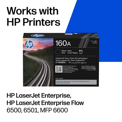 HP 160A Black Toner Cartridge, Prints Up to 10,500 Pages (W1600A)