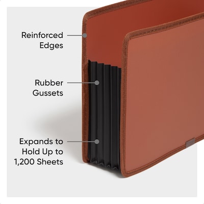 Smead Tuff Heavy Duty Reinforced File Pocket, 5 1/4" Expansion, Letter Size, Redrope (73782)