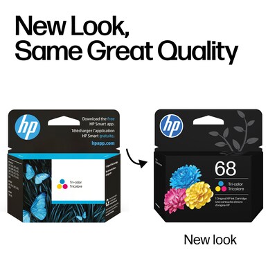 HP 68 Tri-Color Standard Ink Cartridge, Works with Envy 6100e, 6500e Series (7FP20TN)