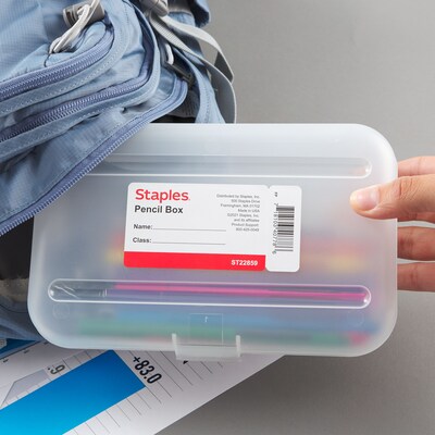 Staples® Translucent Pencil Boxes, Clear, 2 1/4"H x 5 5/8"W x 8 1/4"L