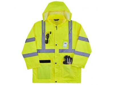 Ergodyne GloWear 8366 Lightweight High-Visibility Rain Jacket, ANSI Class R3, Lime, Large (24334)