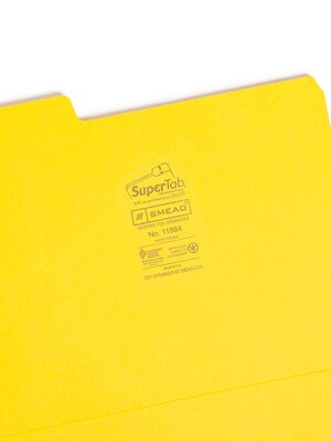 Smead SuperTab Reinforced File Folder, 3 Tab, Letter Size, Yellow, 100/Box (11984)