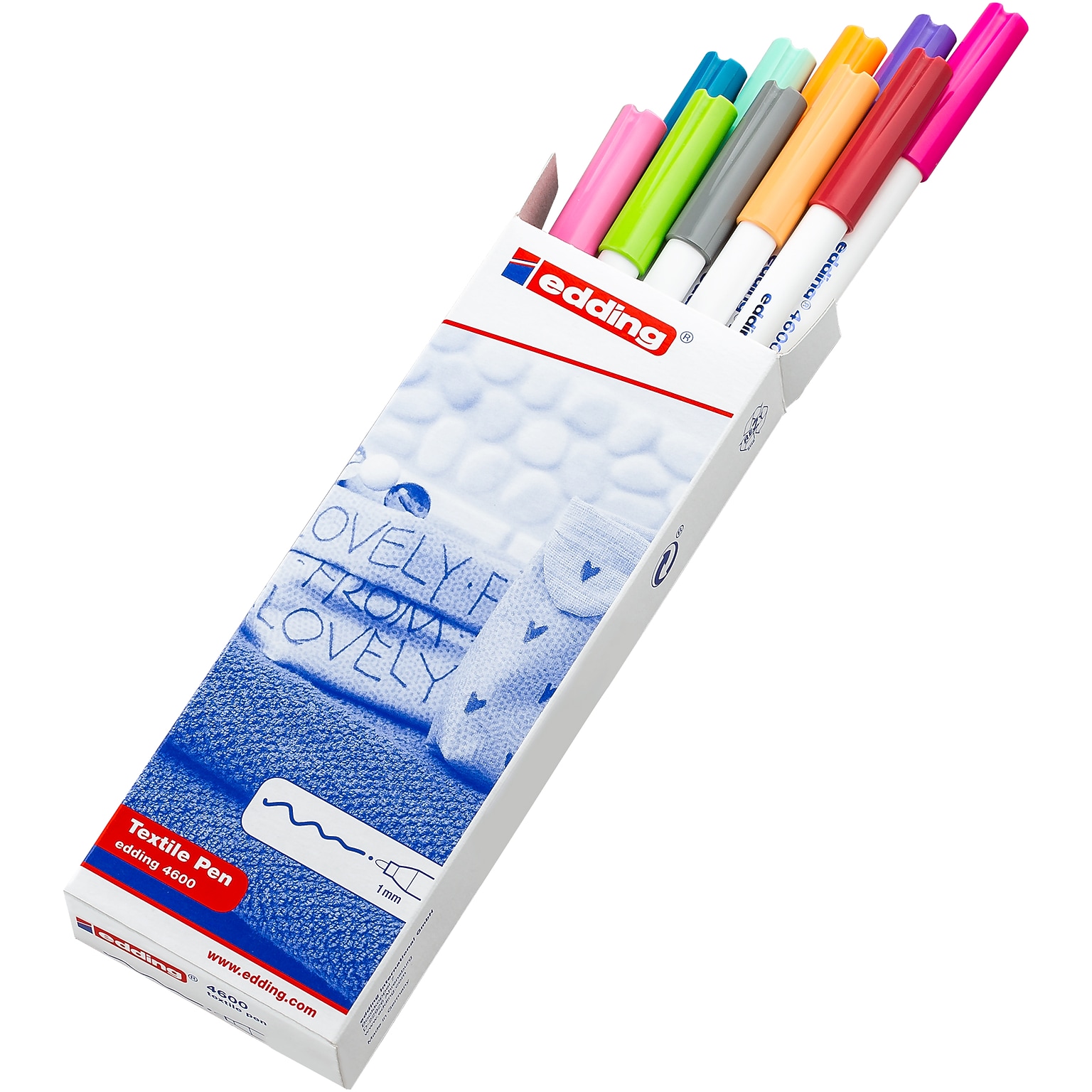 Edding Edd Textile Markers and Pens, 4600 Series Textile Pen, Assorted Ink, 10/Set (EDD44600099)