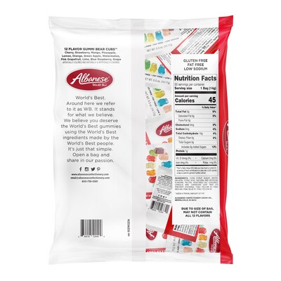 Albanese Gummi Bear Cubs Snack Pack, Assorted Flavors, 0.5 oz, 50 Packs/Bag (53443)