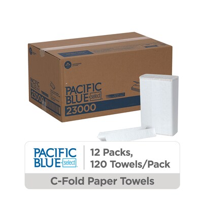 Pacific Blue Select Premium C-Fold Paper Towels, 2-ply, 120 Sheets/Pack, 12 Packs/Carton (23000)