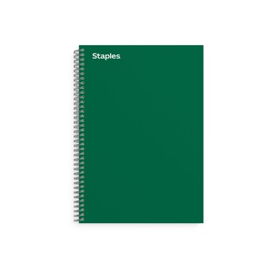 Staples Premium 3-Subject Notebook, 5.88" x 9.5", College Ruled, 138 Sheets, Green (TR58354)